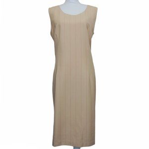 MetroStyle Beige Striped Sleeveless Dress 20 Tall